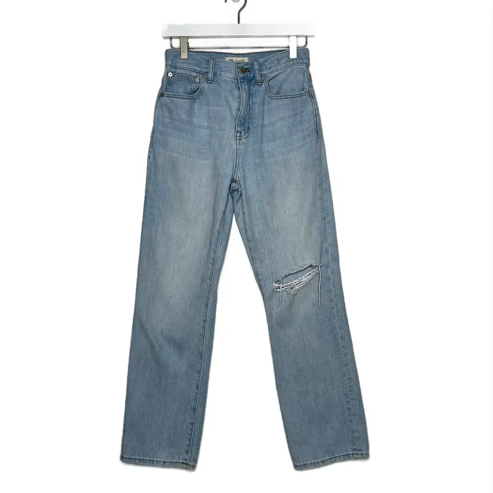 Madewell 90s Straight Crop Ripped Knee Jeans Womens 25 Fitzgerald